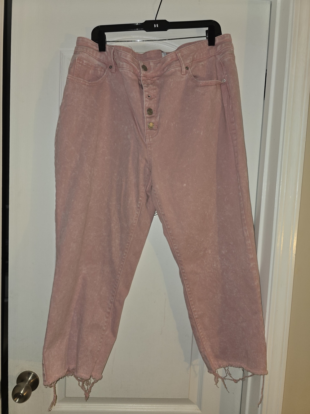 Time and Tru Washed Pink Boyfriend Jeans with Button-Fly